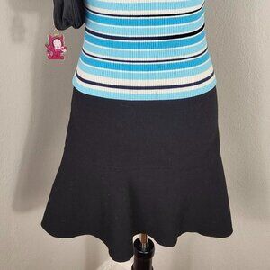 Vintage 90s Y2K 2000s Black Preppy Flared Hem Low Waist Mini Skirt BCX Size 13